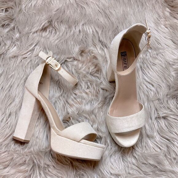 IDIFU Vida Nude Suede Ankle Strap Open-toe Platform Heels - Picture 2 of 10